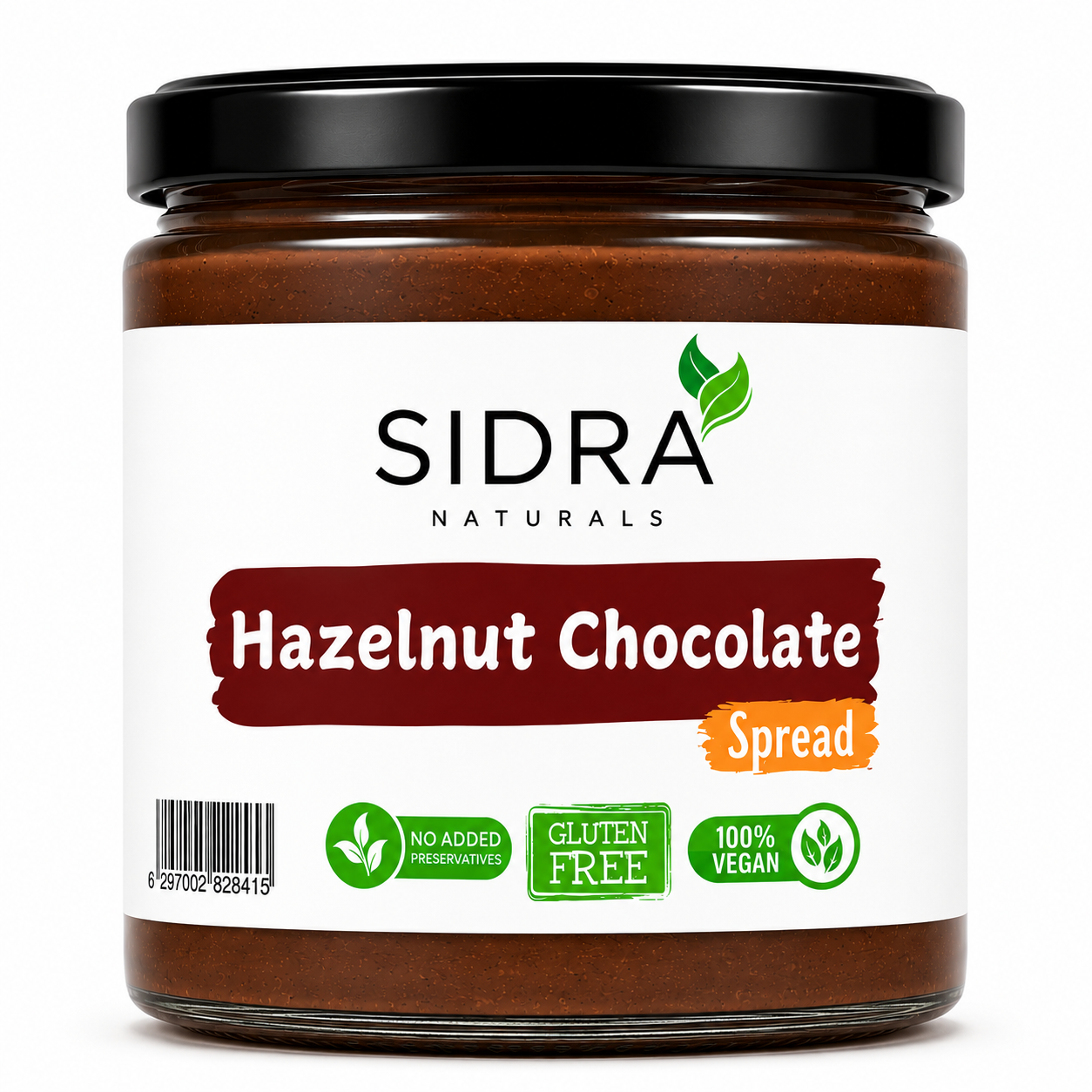 SIDRA Naturals Hazelnut Chocolate Spread – Sweetened with Natural Emirati Honey, No Added Sugar & No Hydrogenated Oils - 400g
