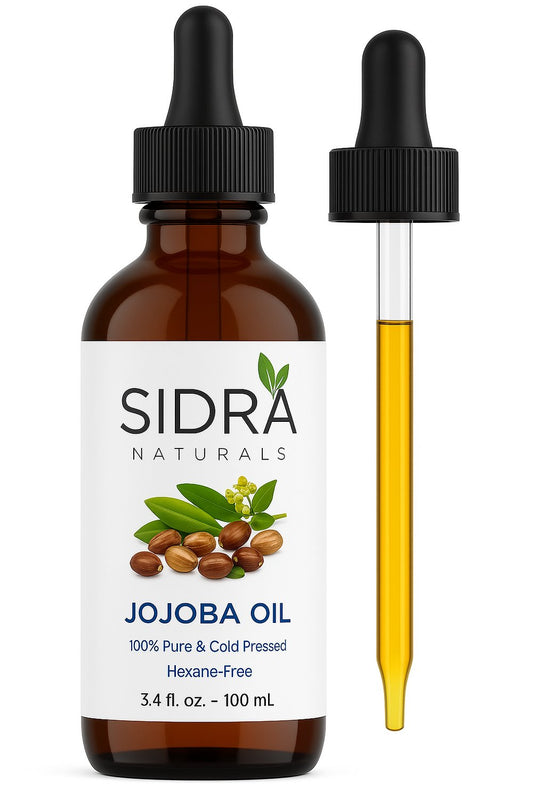 SIDRA Naturals Jojoba Oil – 100ml bottle with dropper for precise skincare and haircare | زيت الجوجوبا من سيدرا ناتشورالز – عبوة 100 مل مع قطّارة للتطبيق الدقيق على البشرة والشعر
