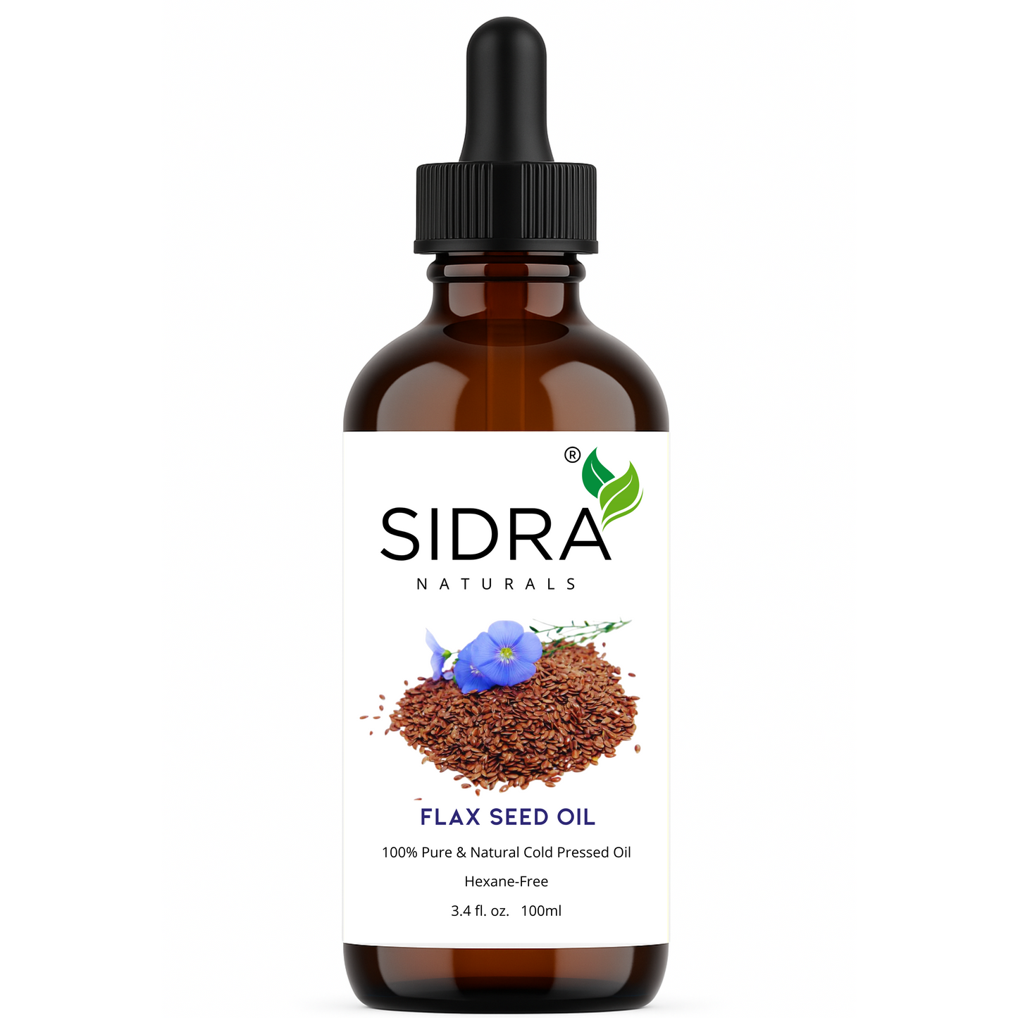 SIDRA Naturals Flax Seed Oil 100ml - Cold Pressed, Amber Bottle with Dropper