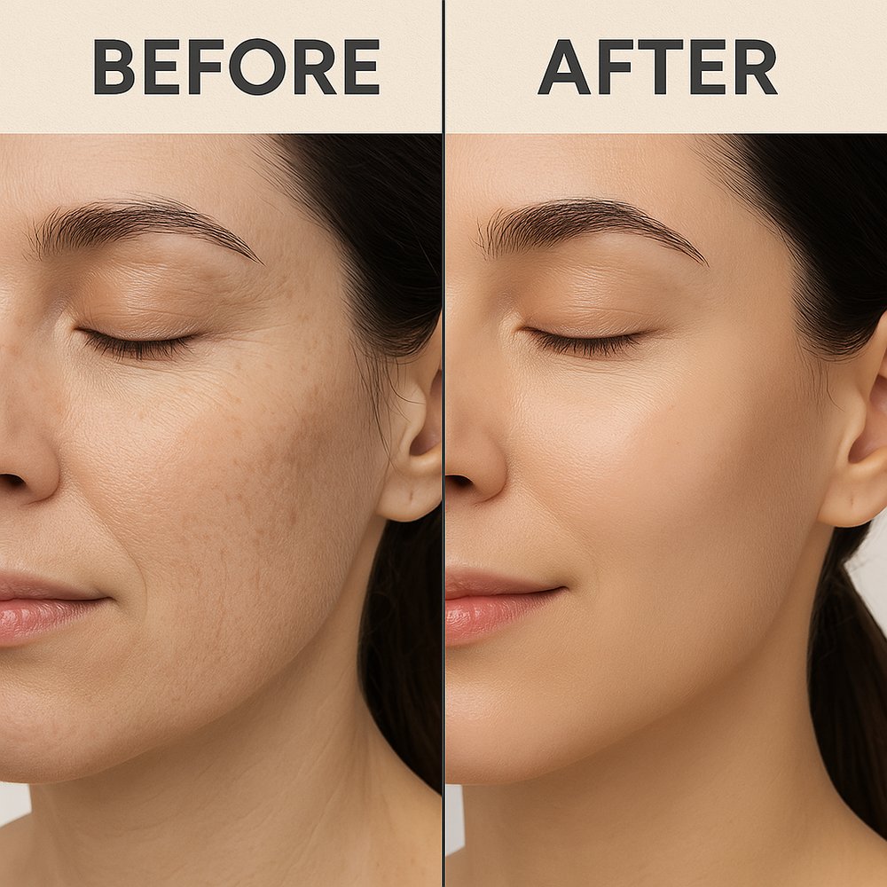 Before and after skincare results with SIDRA Naturals Jojoba Oil – improved skin texture and glow | نتائج قبل وبعد استخدام زيت الجوجوبا من سيدرا ناتشورالز – نعومة وتوهج ومظهر صحي للبشرة