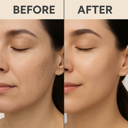 Before and after skincare results with SIDRA Naturals Jojoba Oil – improved skin texture and glow | نتائج قبل وبعد استخدام زيت الجوجوبا من سيدرا ناتشورالز – نعومة وتوهج ومظهر صحي للبشرة