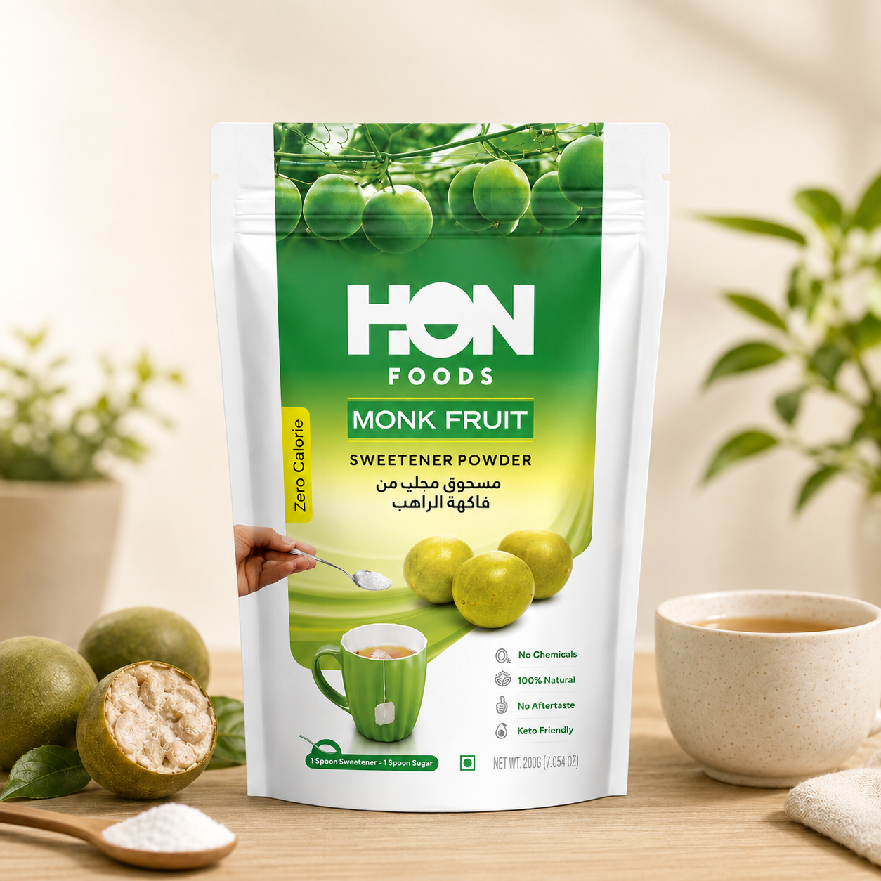 Monk Fruit Sweetener Powder Zero Calorie 200g | Natural Sugar Alternative