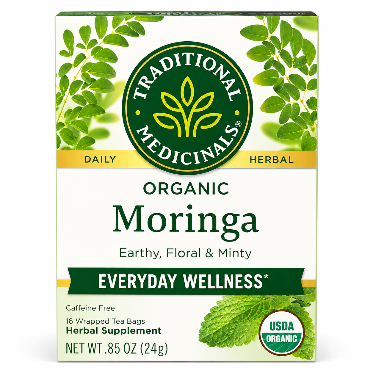 Organic Moringa Herbal Tea – Caffeine Free Everyday Wellness Tea - Traditional Medicinals