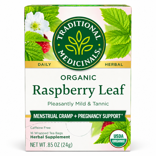 Organic Raspberry Leaf Herbal Tea – Caffeine Free Menstrual & Pregnancy Support Tea - Traditional Medicinals